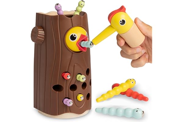 Nene Toys Petit Pic-vert, Jouet Magnétique pour Enfants 2 Ans – Jeu Éducatif en Bois pour Tout-Petits, Améliore la Motricité Fine et la Reconnaissance des Couleurs – Cadeau pour Garçons Filles 2 3 Ans
