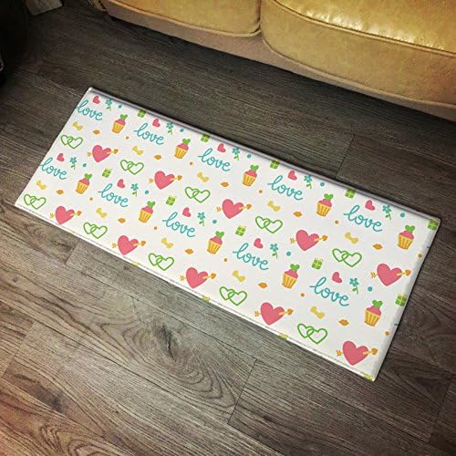 Striped love tide pink mat bedside bed front bed kitchen carpet bedroom toilet skidproof long ground mat,40*60CM,Ice cream love