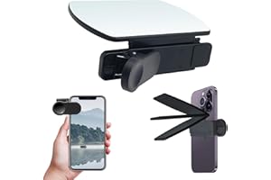 Vordpe Handy Reflexionskamera Spiegel, Telefonkamera-Spiegelreflexionsclip, Verstellbarer Clip für Smartphone-Spiegelreflexionen (Schwarz)