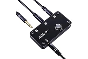 COOIDEA Conmutador de audio estéreo de 3,5 mm, compatible con 1 entrada 3 salidas o 3 en 1 con cable de audio de 3,5 mm, selector de altavoces de audio AUX de 3 puertos para PC, teléfono, laptop,