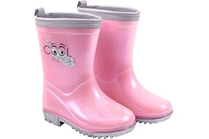 PERLETTI Botas de Agua Niña con Sirena Rosa - Botas Impermeables Niñas con Detalles Reflectantes y Suela Antideslizante Flexible - Calzados de Lluvia PVC para Infantes 5 Tallas Coloreados