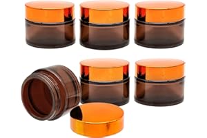 YAXIDAEVER 6 Pezzi Vasetti Creme Vetro,Bottiglia d'Ambra Vasetti per Creme Vuoti 50ml Vasetti Vetro per Crema per Creme per Il Viso, Lozioni, Oli Essenziali, Paste Fatte in Casa，ecc
