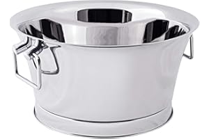 EDZARD refrigerador de champán Samu, con asas, para 6 botellas, diámetro 48 cm, altura 25 cm, acero Inoxidable, doble pared para un mejor aislamiento (enfriador de botellas, champanera)