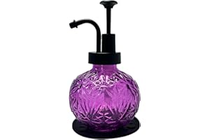 Birugen Vintage Soap Dispenser for Bathroom,Glass Kitchen Soap Dispenser with Pump,Farmhouse Antique,Cute Small Rustic Decor(Purple)