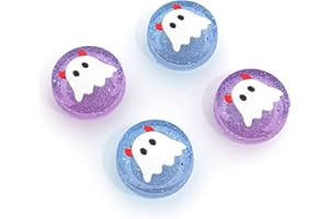 JINGDU Thumb Grip Caps for Switch Joy-Con, Cute Joystick Covers with 3D Pattern Cover Soft Adorable Silicone Analog 4Pcs Kit for Switch/OLED/Lite, Blue and Purplr Ghost