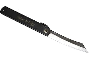 HIGO NO KAMI Couteau de Poche Pliant Artisanal Japonais Warikomi Acier au Carbone SK Manche Noir Fait Main au Japon par Nagao Kanekoma HRC 60 (Lame 8.5 cm)
