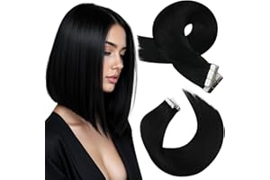 Moresoo Extension Capelli Veri Biadesivo Jet Nero Extension Biadesive Capelli Veri Umani Nero Invisibile Lisci Setosi 30 cm Uso Quotidiano#1 20 Pezzi 30g