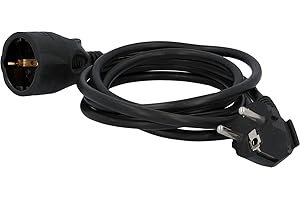 UNITEC Schuko - Prolunga H05VV-F3G 1,5 mm², IP20, 2 m, colore: Nero