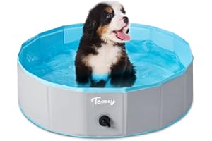 Toozey Foldable Dog Pool Dog Paddling Pool - 80cm/120cm/160cm Foldable Dog Swimming Pool, 100% Safe and Non-Toxic Pet Pool -Dog Pool for Kids and Small to Large Dogs
