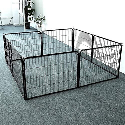 TureFans Parc à Chiots Chien, Chien Pet Playpen, Pliable, avec Une Porte (8 Panneaux)