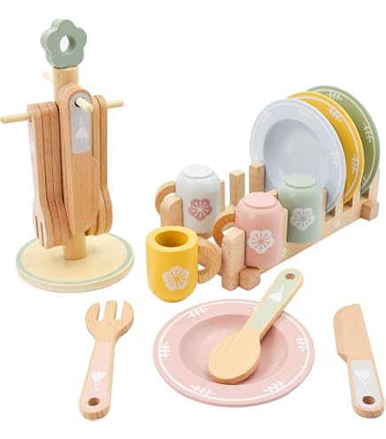Hyacinthy – Set De Crêpes En Bois, 7 Pièces : Gaufrier, Pince, 4 Crêpes Et Sauce, Jeu D'imitation Dès 3 Ans