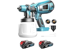 ANUPTTA Sistema di spruzzatura a batteria, compatibile con batterie Makita da 18 V, pistola per verniciatura elettrica con 2 ugelli, 3 modelli di spruzzo, 800 ml, ad alta potenza, da dipingere (batteria da