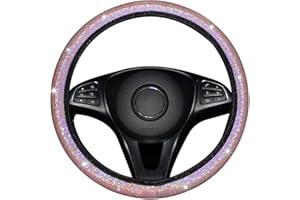 Asudaro Bling pokrowiec na kierownicę samochodową, 38 cm, uniwersalny, antypoślizgowy, diamentowy, do dekoracji samochodu, kolor różowy