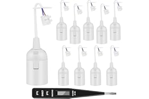 AUAUY 10 sztuk oprawek renowacyjnych E27, oprawka lampy z kablem, oprawka placu budowy E27 + tester napięcia VDE, oprawka lampy E27 z zaciskiem wtykowym, zamiennik oprawy lampy E27, kolor biały