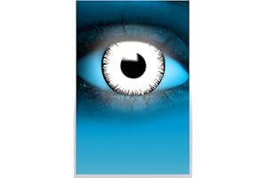 FXCONTACTS Lentes de contacto UV VAMPIR blancas para Halloween, 1 par, sin receta, brilla en luz UV
