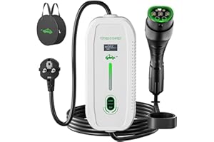 Yigowyigo Chargeur Voiture Électrique 10 Mètres, 16A EV Chargeur Type 2, 3.6 kW 16A|13A|10A|8A|6A Portable Station de Charge Voiture Electrique, IP67, Câble Recharge Voiture Electrique Type 2 avec Sac
