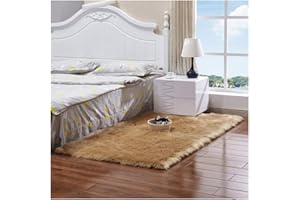 YDFYX Faux Pelliccia di Agnello di Pecora Tappeto,Pelliccia Sintetica Tappeto Vello di Pecora, per Soggiorno, Lunga Pelliccia Morbida, soffice, Tappetino per Il Letto, Divano (Marrone, 60 x 90cm)