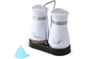 CANGCANG CANGCANG Salero y Pimentero de Acero Inoxidable,Saleros de Mesa,Saleros de Cocina, Dispensadores de Sal y Pimienta para Restaurante Cocina Barbacoa(Blanco)