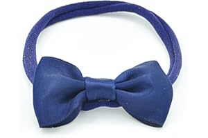 PrettyBoutique Baby Girls Satin Bow Soft Skinny Elastic Nylon Headband Hair Band Accessories