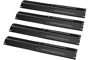 VNIERXFUL Uniwersalna osłona palnika od 29,8 do 53,3 cm do większości grilli gazowych, rozdzielacz płomienia, części zamienne do Charbroil, Landmann, Enders, Taino (czarna, 4 sztuki)