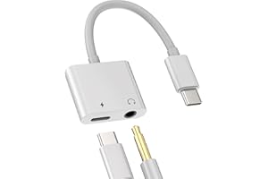 ZOYUZAN Adattatore USB C a Jack Auricolare Cavo(2 in 1) Auricolare 3.5mm Audio Cuffia Caricabatterie USB-C Compatibile per Samsung per Apple per iPhone 15 16 Pro Max Plus per iPad Air Mini Cavo Doppia Presa