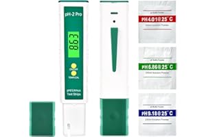 Homcoice pH Mètre Numérique avec Litmus Bandelette Test Fonction/Température, Multifonctionnel Testeur pH Piscine 0,01 Haute précision, Testeur Qualité Eau avec Fonction ATC
