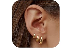 ALEXCRAFT 4 Paia Orecchini a Cerchio Argento 925 in Oro 14K/Oro Ipoallergenici per Fori Multipli con Confezione