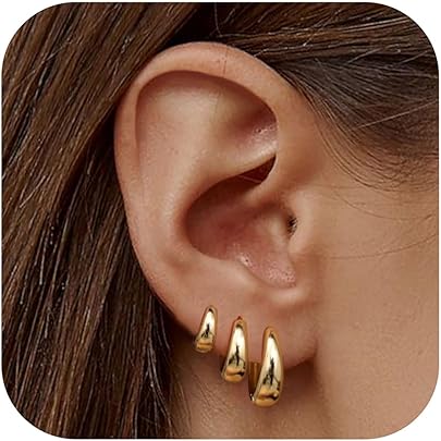 Orecchini Cerchio In Argento 925 E Oro 14K | 3 Paia Con Confezione | Anallergici