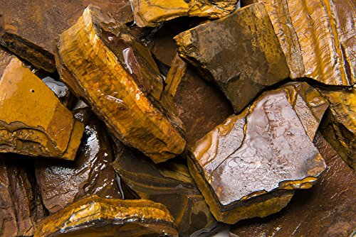Fantasia Materials: 450 gramos de oro ojo de tigre Rough Stones de Sudáfrica - grandes Raw Bulk Natural Cristales para Tumbling, Cabbing, corte, Lapidary, Crafts, Reiki, Wicca y Energy Crystal Healing