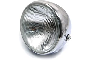 ALCHEMY PARTS 6 3/4" 6,75" reflektor motocyklowy - stal chromowana - żarówka 12 V 55 W do retro projektu Cafe Racer, rower uliczny, skrobak