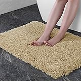 Norcho 50x80cm Rutschfeste Badematte, Weiche Mikrofaser Bettvorleger, Antibakteriell Gummi Teppich, Flauschig Waschbar, Khaki