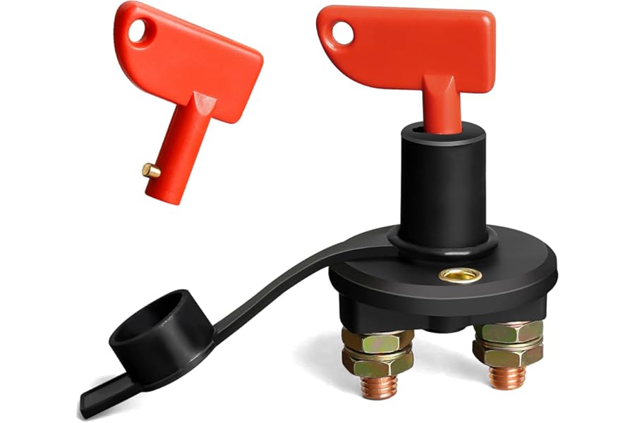 Battery Isolator Switch With 2 Keys, 12V/24V Car Battery Disconnect Switchs Power Cut Off Switch, Automotive Emergency On/Off Master Kill Switch for Car Marine Boat Master Truck