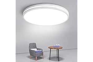 Airand Lámpara de Techo 20W Plafón Led de Techo Redonda para Cuarto de Baño, Plafon Techo Led Cocina 5000K Blanco Frío Plafones Led IP44 Resistente al Agua 1850LM para Baño Cocina Balcón Pasillo etc