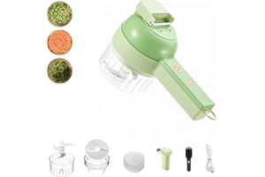 MAGIC SELECT Elektryczna Szatkownica do Warzyw 4w1 Elektryczna Szatkownica do Warzyw, Czosnku, Cebuli. Ładowalny Robot Kuchenny USB ze Szczotką do Czyszczenia, 2 Ostrzami, łyżką i Obieraczką do Ziemniaków.