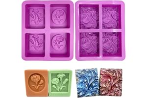 WYAHYQ Stampo in silicone per sapone dolci kit fai da te Motivo della rosa e dell'onda 4Cavità 2pezzi