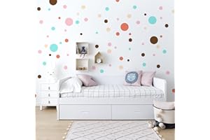VIPOL vinilo decorativo Serie juvenil de círculos adhesivos, para componer un mural en la pared con pegatinas 72 piezas de colores en diferentes tamaños (MACARONS)