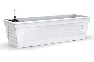 ‎PLASTARD Plastard Blumenkasten Milano 60 cm lang Farbe Weiß mit Wasserspeicher und Wasserstandsanzeige Pflanzkasten für Balkon und Garten witterungsbeständig für Innen und Außen