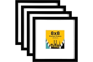 Egofine Fotoramar 20 x 20 cm, svart set med 4, av robust kompositträ, horisontell eller vertikal för vägghängande eller bords