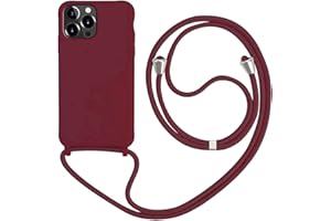 MEVIS MEIVS Funda Compatible con iPhone 13 Pro MAX, Ajustable Collar Correa de Cuello CordónCarcasa de Silicona- Rojo