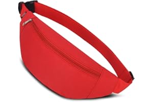 QINLOV Sac Banane Sacoche Bandoulière Femme Homme Sac de Ceinture Multifonctionnel pour Loisir/Voyage/Sports/Randonnée/en Plein air (Rouge)