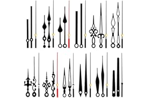 LEEQ Kit de 12 Aiguilles d'Horloge - Mécanisme Longue Aiguille Horloge en Aluminium Aiguilles de Mécanisme Horloge Quartz DIY Horloge Pendule Remplacement des Pièces de Rechange(Noir)