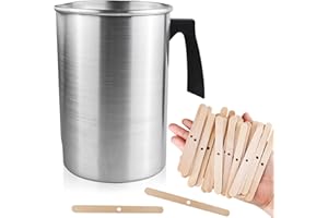 FOVNOT 3 L Pot De Fusion De Cire pour Bougie, Fabrication Bougie Versante Sans Goutte De Faisant Le Pot, pour Kit Bougie a Faire Soi Meme Adulte avec 50 Support Fixe Meche Bougie