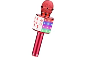 ShinePick Microphone Karaoke sans Fil, Karaoké Microphone Bluetooth Portable pour Enfants/Adultes Chanter, Compatible avec Android/iOS/PC/Smartphone (Rouge)