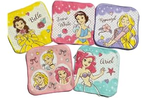 FEIFEI'S BOW 5 Pcs Soft Kids Washcloth Towels with Princess Mermaid Spider, Multicolor Children's boys girls Facial Hand Towel, Cotton Baby Face Washer Hand Towels 15 x 15 CM (Princess(random color))