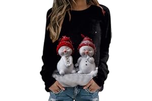 YELLSONG 2023 Sweat de Noel Femme Pull Noel Rigolo Imprimé Hiver Pull Noël Femme Drole Pull De Noel Femmes Pull Noel Moche Pull Noel Femmes Famille Noël Sweat Polaire Femme Hiver Chaud Sweatshirt