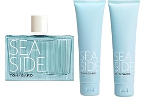 ‎TONI GARD Toni Gard Sea Side Woman Set - Eau de Parfum 90 ml and Shower Gel 150 ml + Body Lotion 150 ml, Floral Fresh Women's Fragrance with Amber, Vetiver, Musk, Rose, Lemon