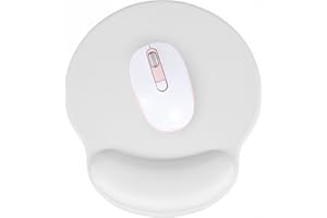 Hsurbtra Ergonomic Mouse Pad with Wrist Rest Support, Gel Mouse Pads with Non-Slip PU Base, Pain Relief Memory Foam Mousepad for Laptop PC, Cute Office Supplies Desk Decro Accessories Ivory White