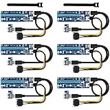 PCIE Riser,Bermunavy Dual Chip PCIe Graphics Card GPU Riser PCI-E 1X to 16X Powered Riser Adapter Card w/60cm USB 3.0 Extension Cable&amp;6 Pin PCI-E to SATA Power Cable-Riser Card,Powered Riser(6 pack)