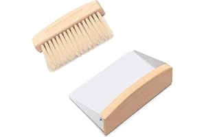 GANILITY Scopa da Tavolo, Mini Paletta e Spazzola, Set Paletta e Scopa, Scopa in Legno e Metallo, per Casa, Ufficio e Cucina, Bianco