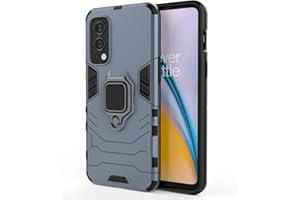 MAX POWER DIGITAL Cover per Oneplus Nord 2 con Anello, Custodia Supporto Magnetica Rigida Resistente Antiurto Doppio Strato Protettiva Calamita Bumper Case (Oneplus Nord 2, Blu Navy)